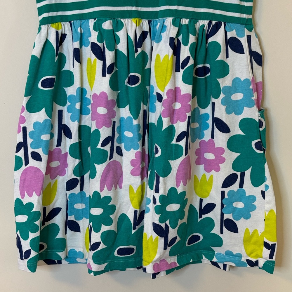 Mini Boden Girls Floral Dress 7-8 Green Stripe Garden Print Cottagecore Spring - Picture 9 of 13